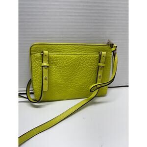 Vince Camuto Lime Green Gold Pebbled leather Crossbody Bag Purse